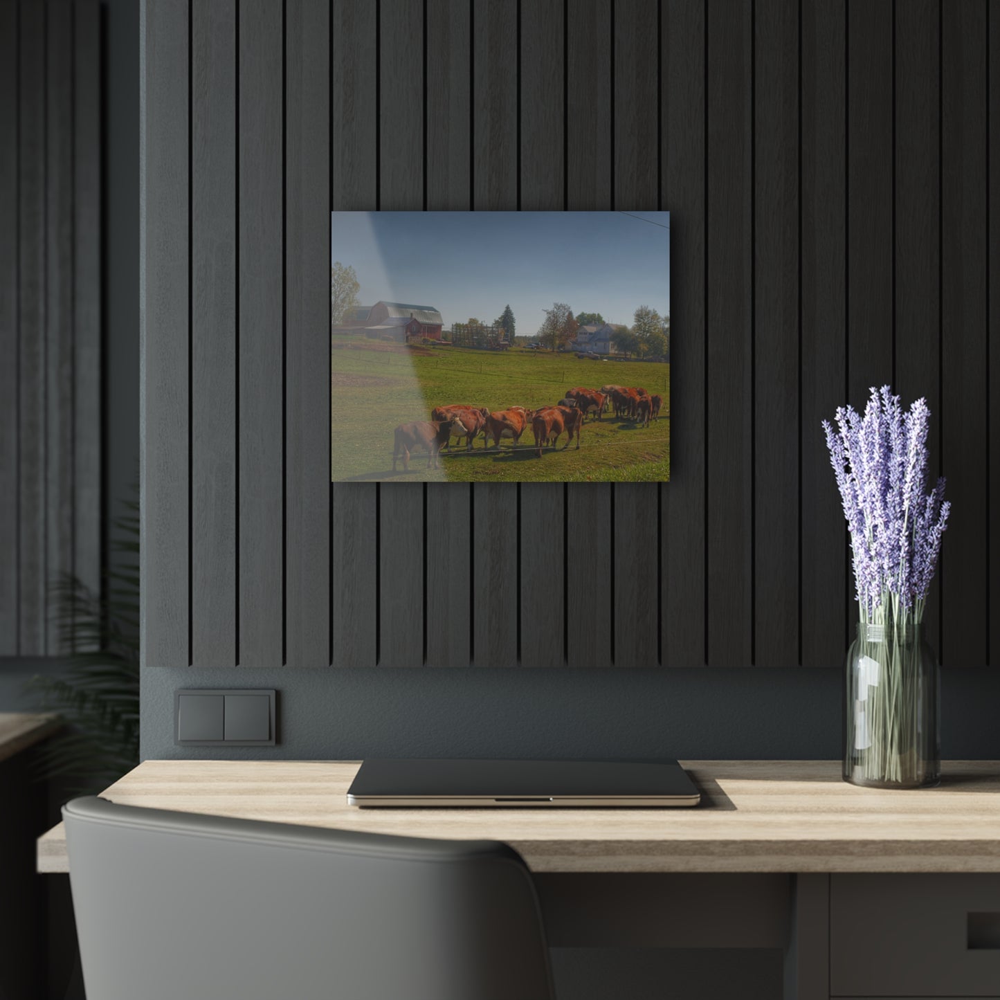 U R There Photography Plain Road Farm and Cows Rustic Farmhouse Acrylic Wall Print