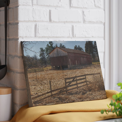 U R There Photography Hough Road Rural Red Rustic Farmhouse Tempered-Glass Cutting Board