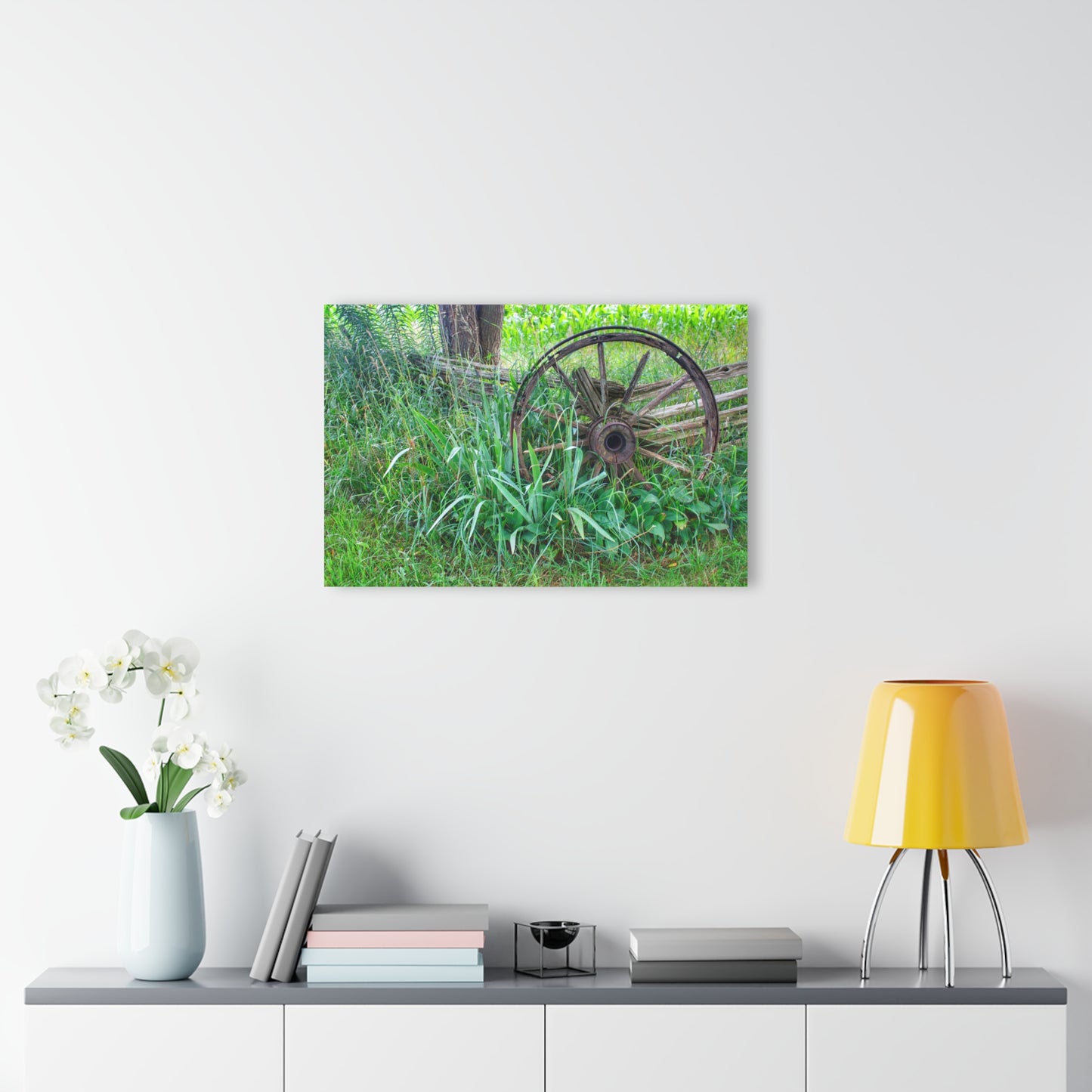 U R There Photography Wagon Wheel Fences Rustic Farmhouse Acrylic Wall Print