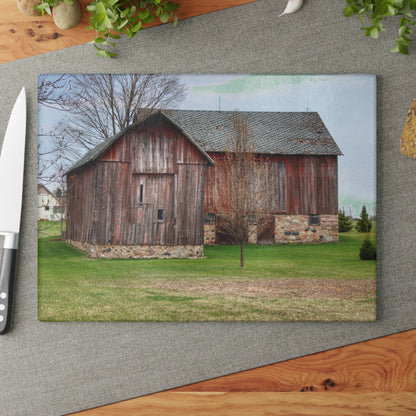 U R There Photography Millington Road Stone Grey Rustic Farmhouse Tempered-Glass Cutting Board