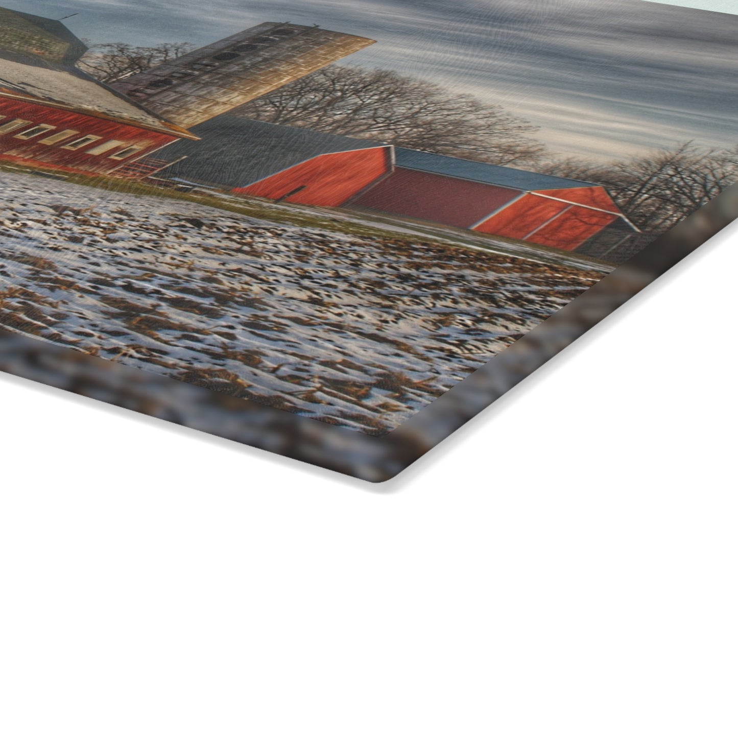 U R There Photography Mitchell Lake Road Red Rustic Farmhouse Tempered-Glass Cutting Board