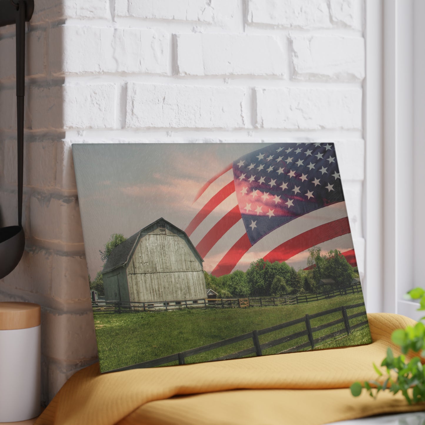 U R There Photography An American Farm II Rustic Farmhouse Tempered-Glass Cutting Board