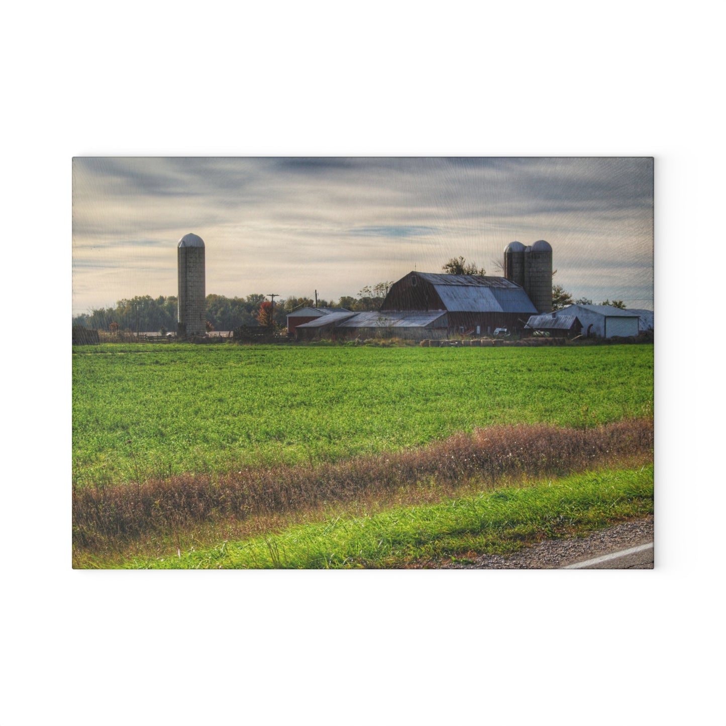 U R There Photography Shepard Road Farm I Rustic Farmhouse Tempered-Glass Cutting Board