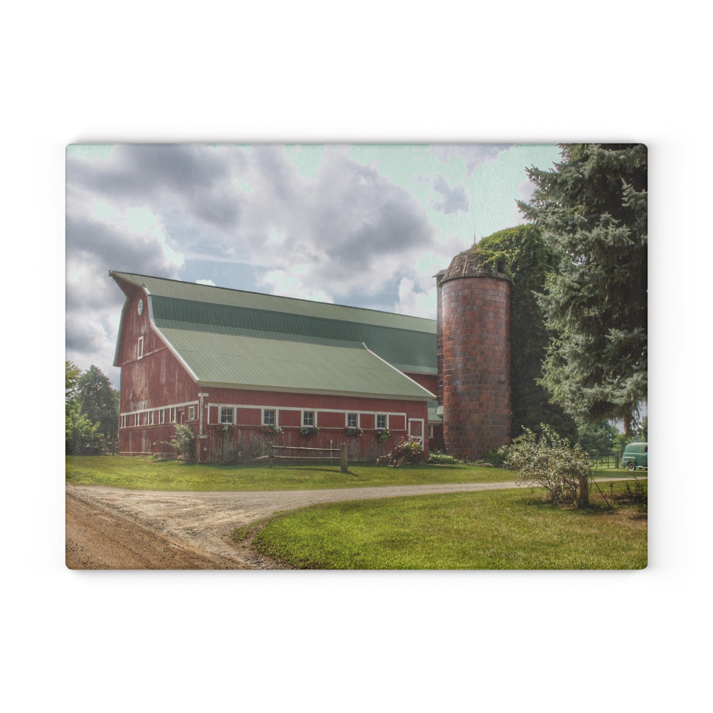 U R There Photography Metamora Country Rustic Farmhouse Tempered-Glass Cutting Board