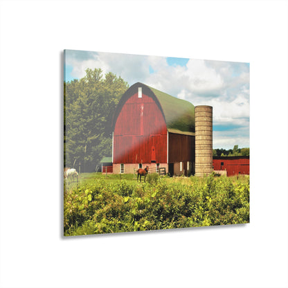 U R There Photography Elmwood Road Red and Horses Rustic Farmhouse Acrylic Wall Print