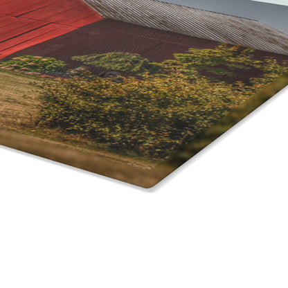 U R There Photography Vassar Roadside Red Rustic Farmhouse Tempered-Glass Cutting Board