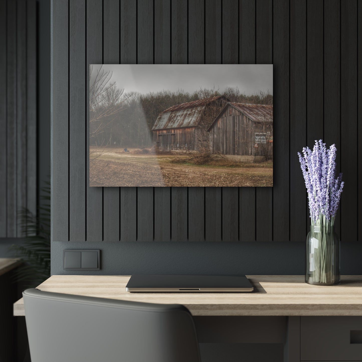 U R There Photography Arbela Road Greys Rustic Farmhouse Acrylic Wall Print