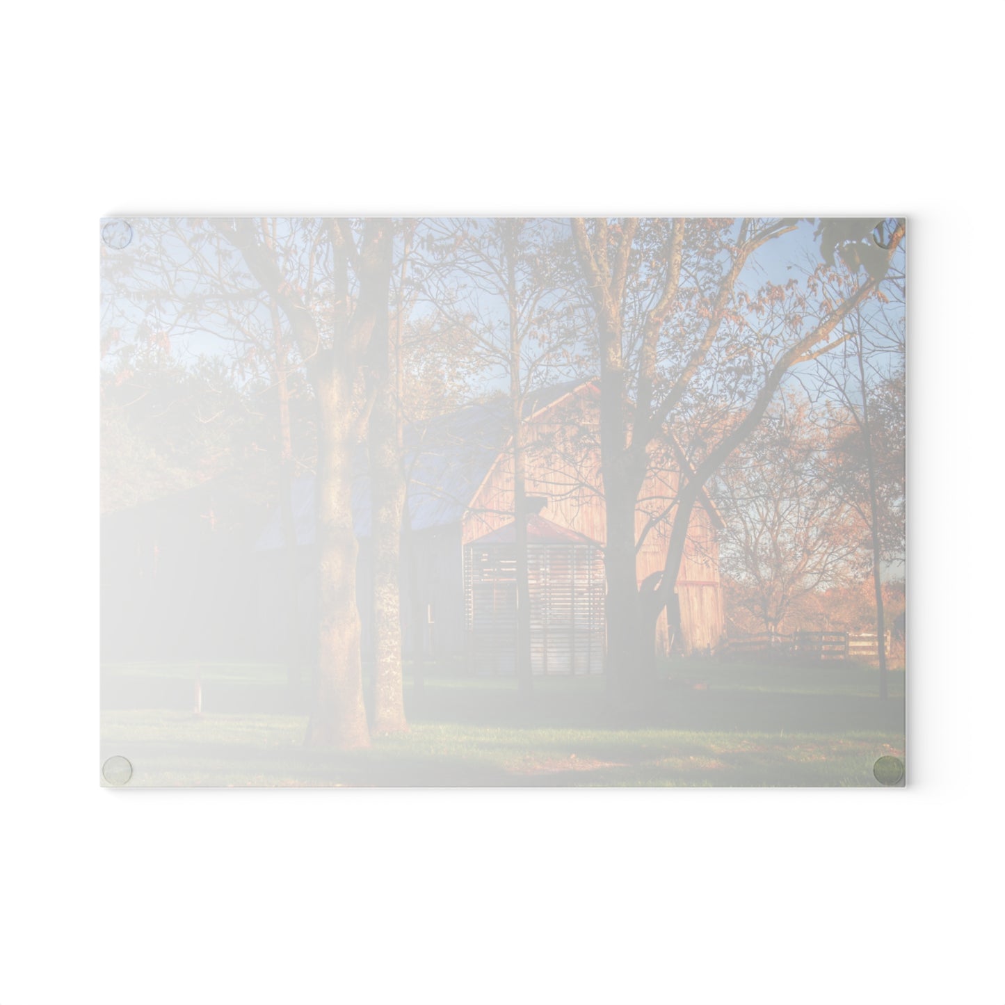 U R There Photography Hunters Creek Hidden Red Rustic Farmhouse Tempered-Glass Cutting Board