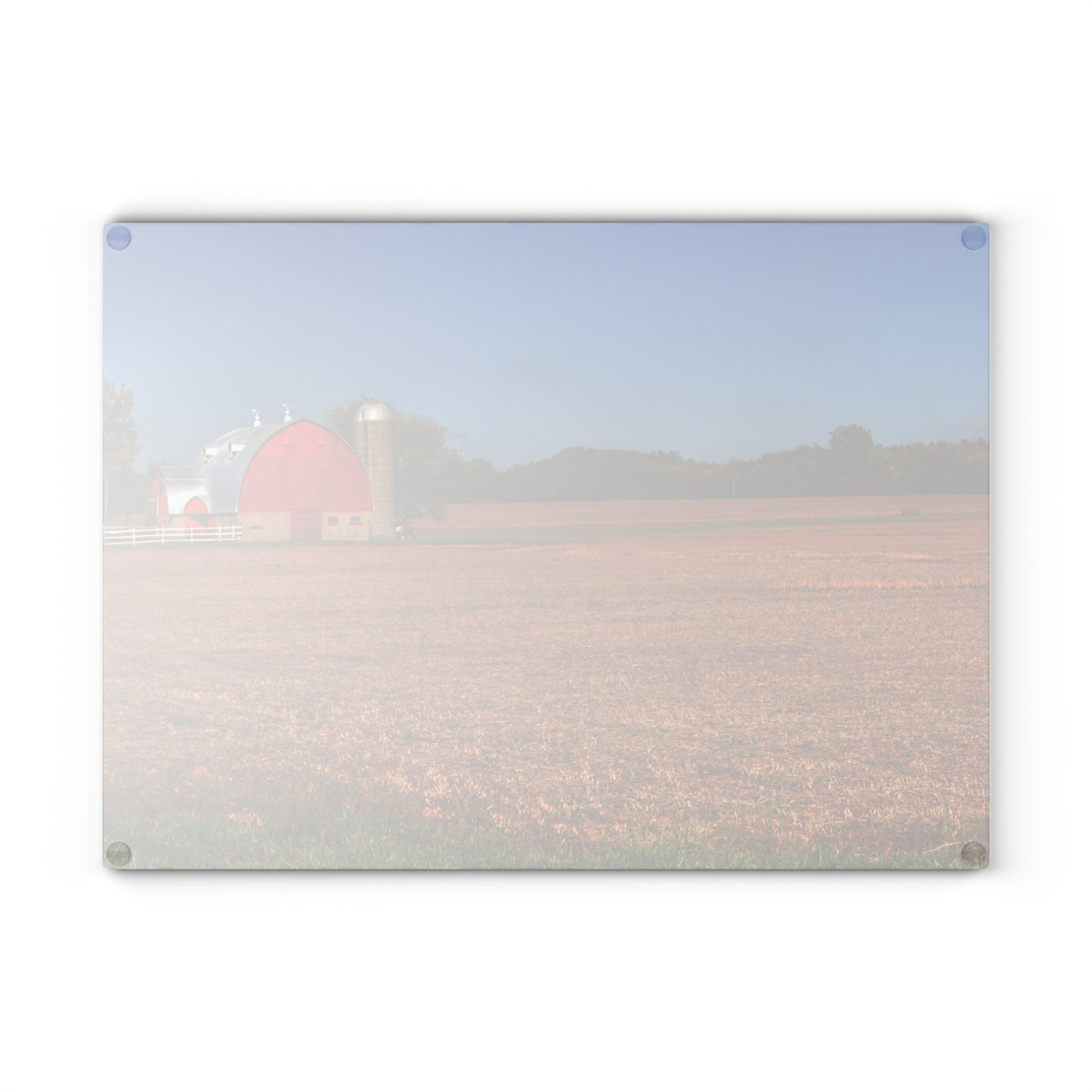 U R There Photography Brown City Wellman Line Road Red Rustic Farmhouse Tempered-Glass Cutting Board