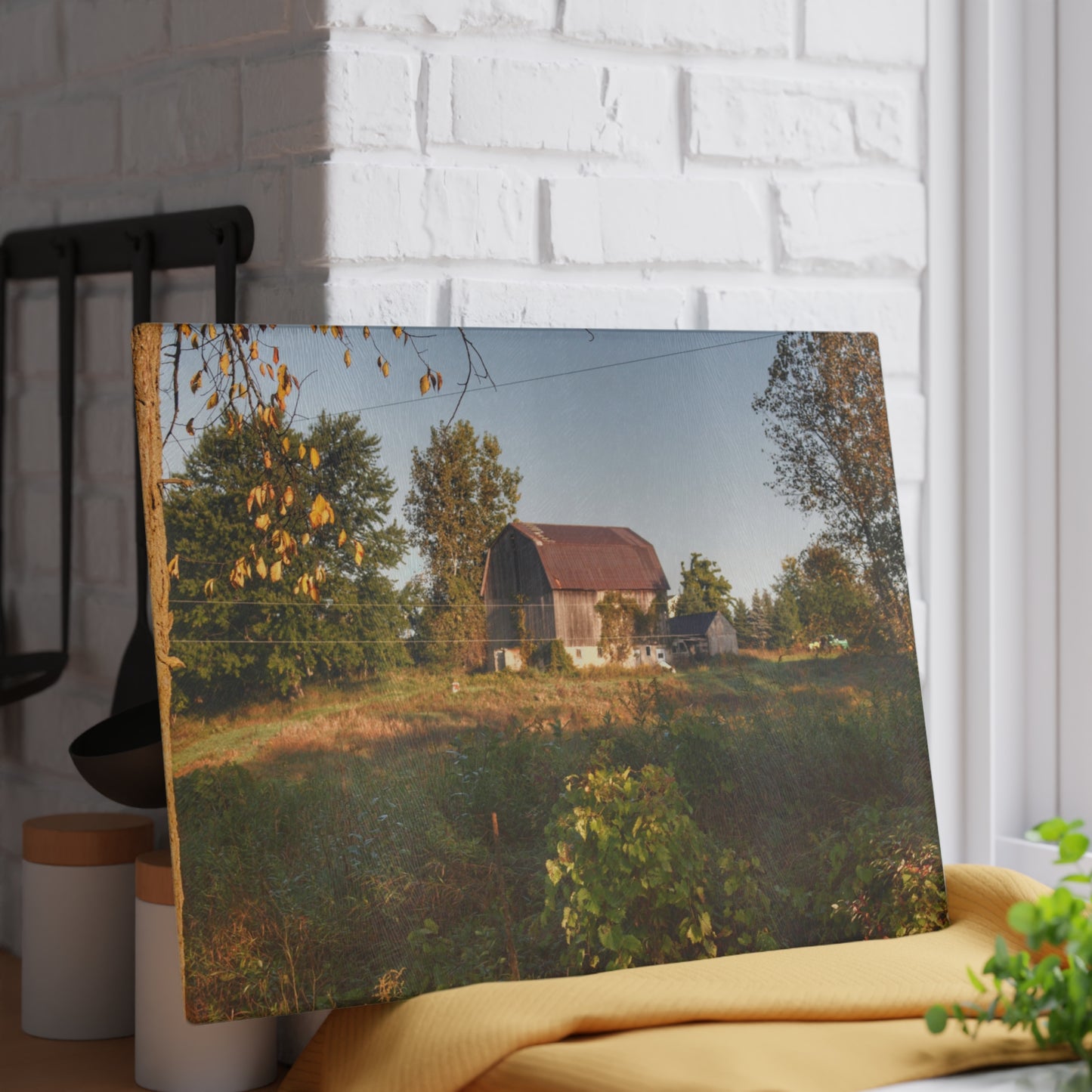 U R There Photography Swaffer Road Little Grey Rustic Farmhouse Tempered-Glass Cutting Board