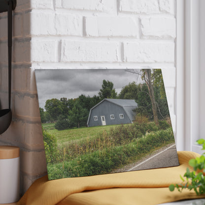 U R There Photography Hinson Road Grey Quonset Rustic Farmhouse Tempered-Glass Cutting Board