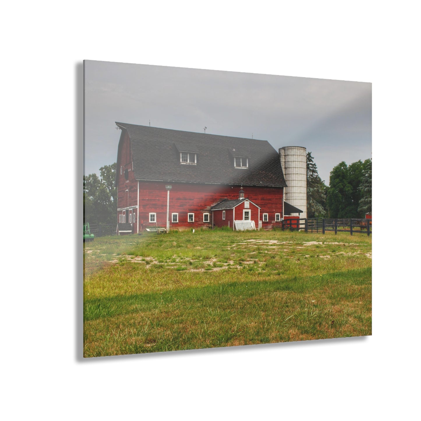 U R There Photography Oxford Old Red and Silo Rustic Farmhouse Acrylic Wall Print