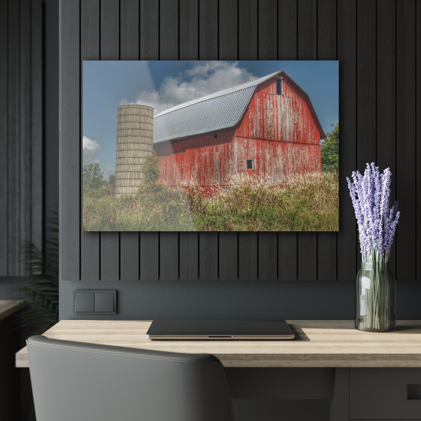 U R There Photography Columbiaville Red in Summer II Rustic Farmhouse Acrylic Wall Print