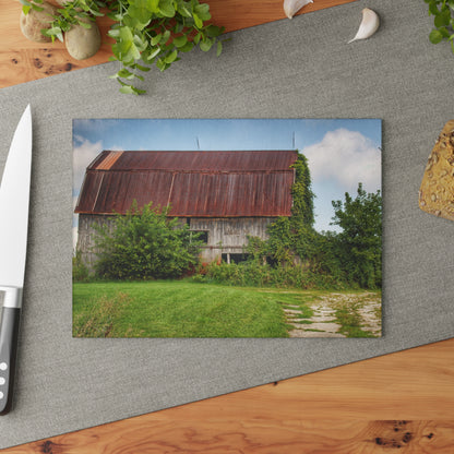 U R There Photography Grey Road Rusted III Rustic Farmhouse Tempered-Glass Cutting Board