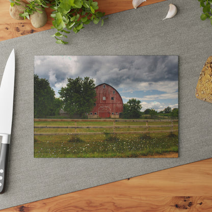 U R There Photography Elba Township Red Rustic Farmhouse Tempered-Glass Cutting Board