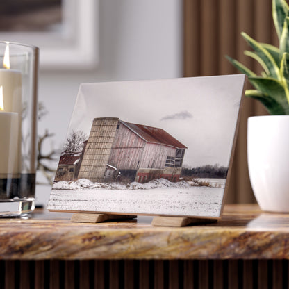 U R There Photography Babcock Road Grey Rustic Farmhouse Decorative Ceramic Tile 6" × 8" Glossy