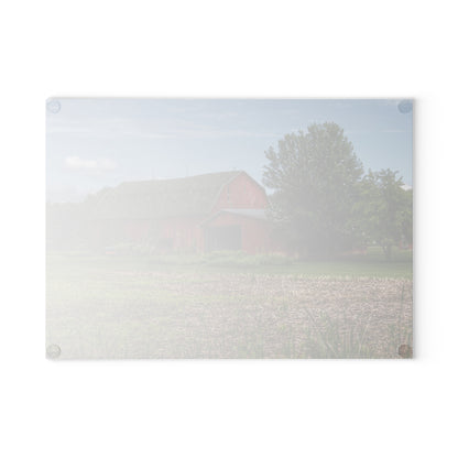 U R There Photography Murphy Lake Road Reds Rustic Farmhouse Tempered-Glass Cutting Board