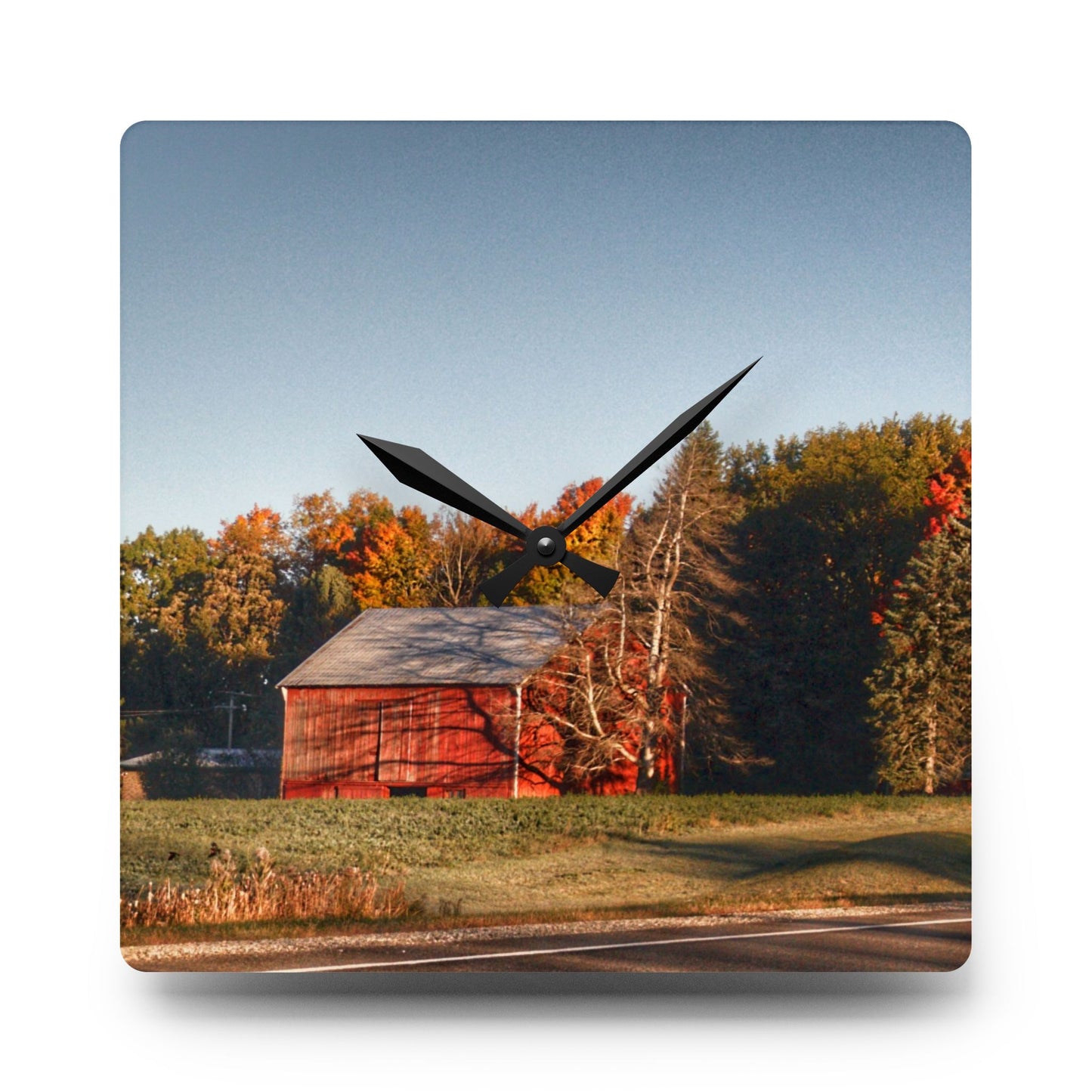 U R There Photography Tucked on Treasurer Road Rustic Farmhouse Acrylic Analog Wall Clock