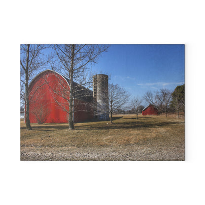 U R There Photography Romeo Plank Road Reds I Rustic Farmhouse Tempered-Glass Cutting Board