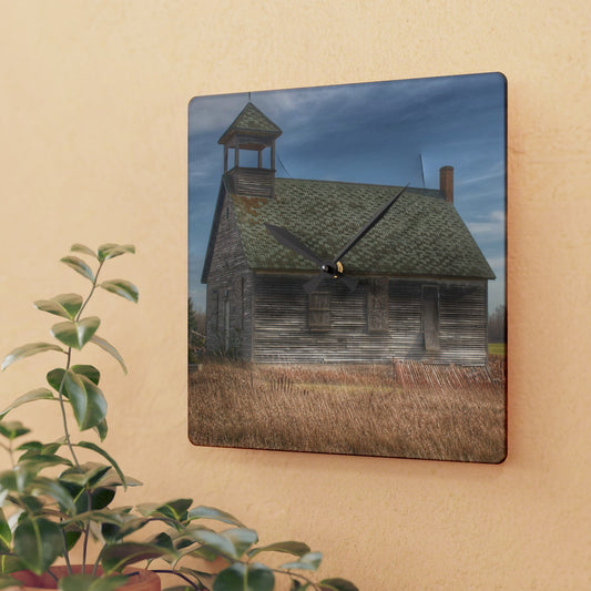 Rustic Farmhouse Wall Clock featuring McKenzie Road Old Schoolhouse