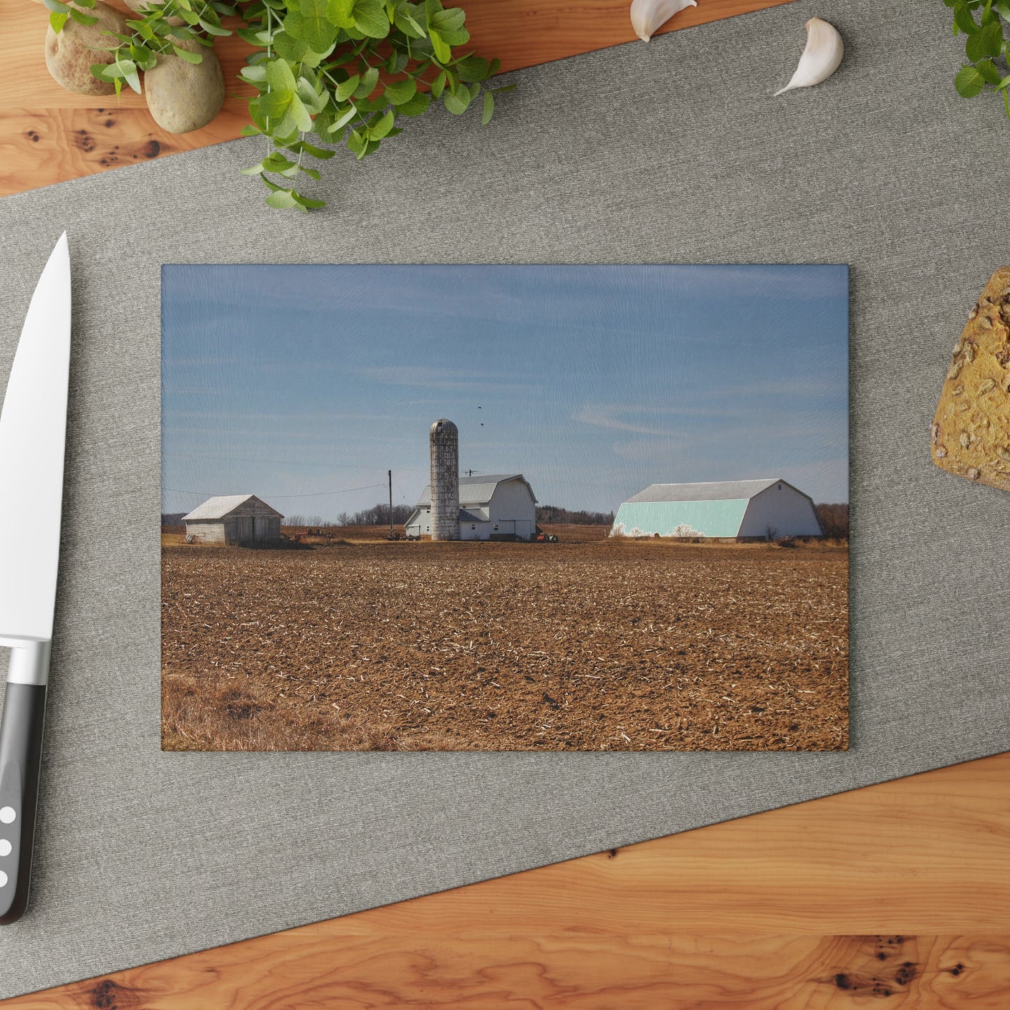 U R There Photography Colling Whites Rustic Farmhouse Tempered-Glass Cutting Board