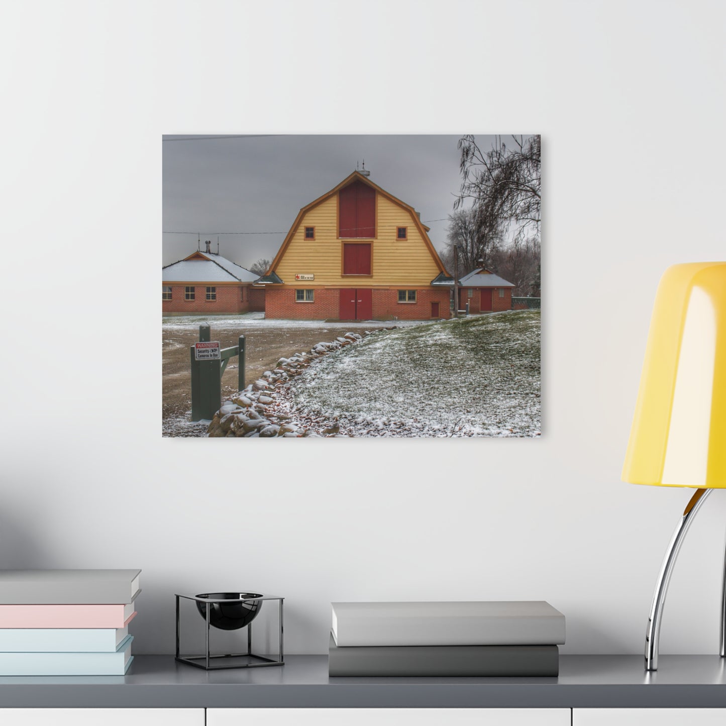 U R There Photography Yellow Barn of Bordman Rustic Farmhouse Acrylic Wall Print