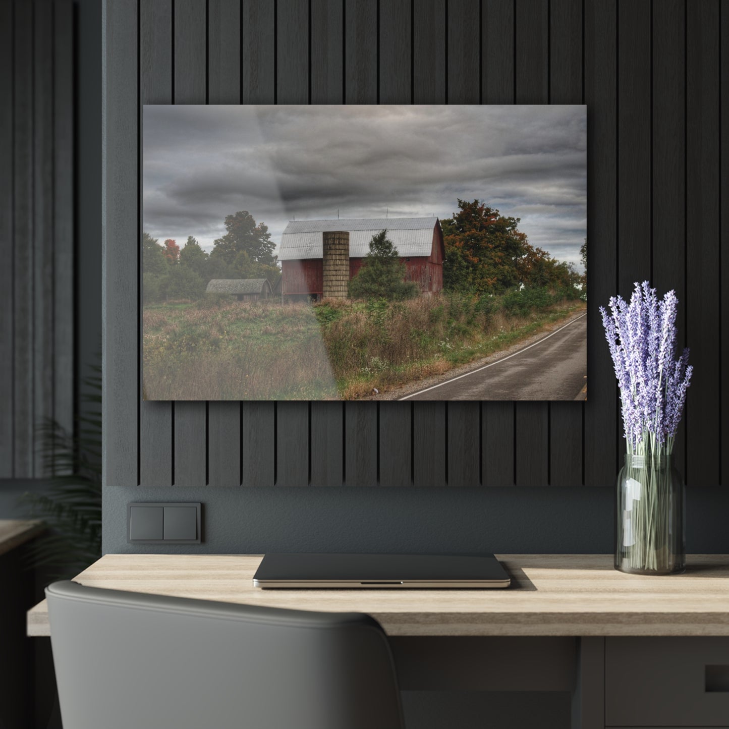 U R There Photography Columbiaville Red in Fall I Rustic Farmhouse Acrylic Wall Print