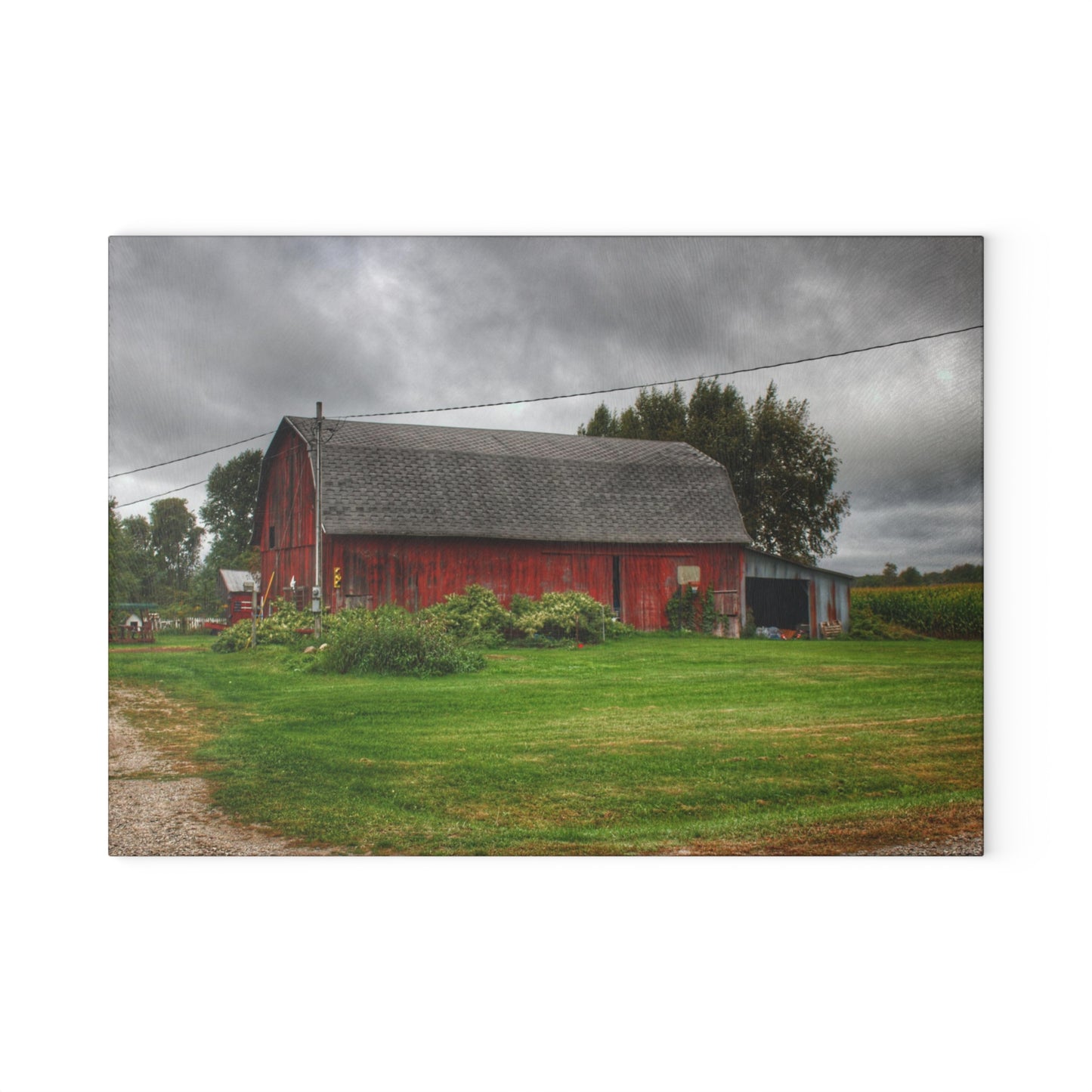 U R There Photography Country Red Rustic Farmhouse Tempered-Glass Cutting Board