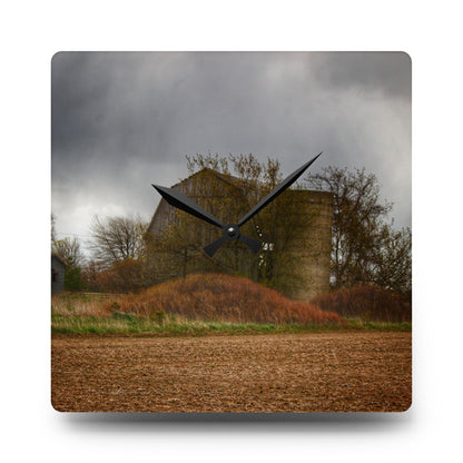 U R There Photography West Snover Grey Rustic Farmhouse Acrylic Analog Wall Clock