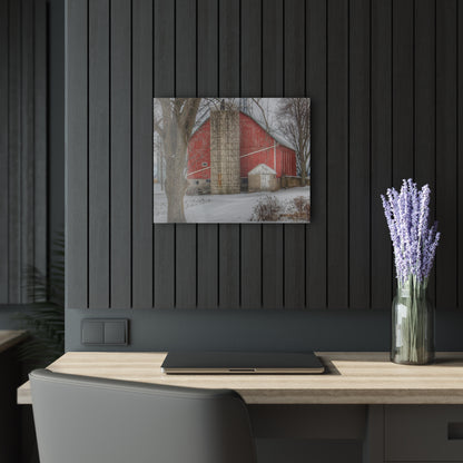 U R There Photography Frenchline Road Red in Winter Rustic Farmhouse Acrylic Wall Print