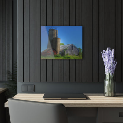 U R There Photography East Swaffer Grey and Little Red Rustic Farmhouse Acrylic Wall Print 14 "x 11"