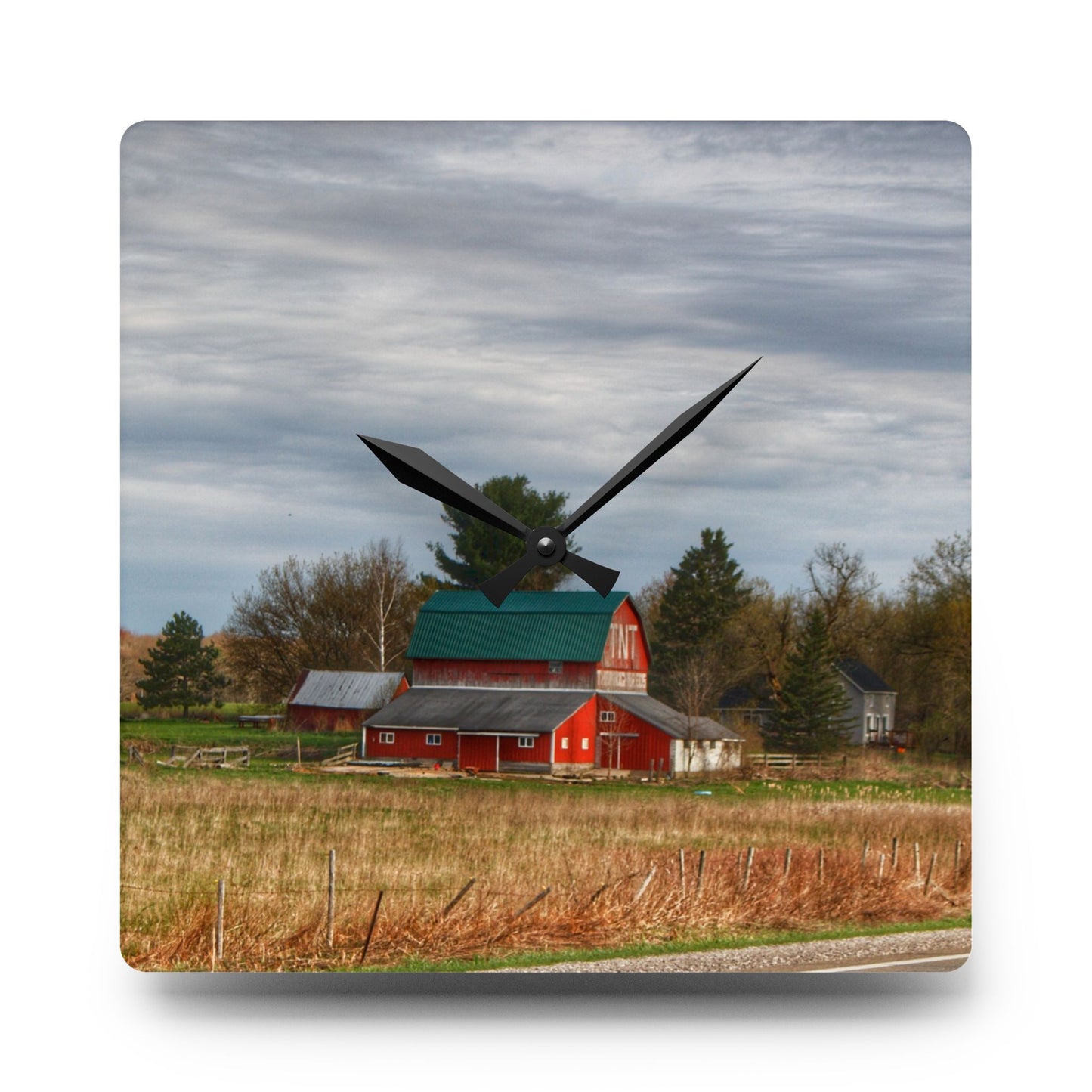 U R There Photography M-24 TnT Red II Rustic Farmhouse Acrylic Analog Wall Clock