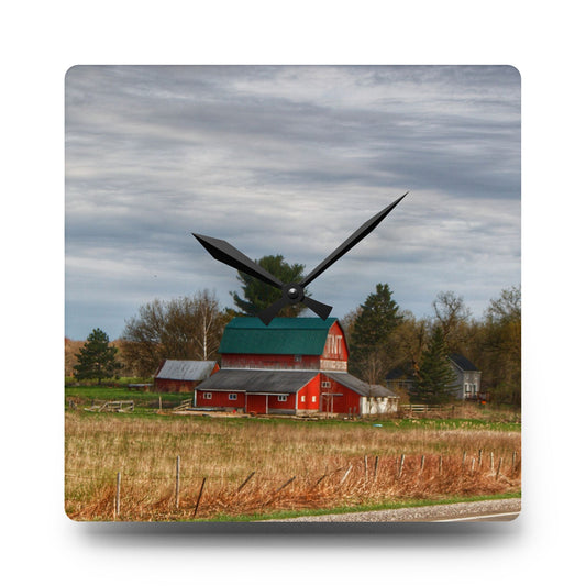 M-24 TnT Red II Rustic Farmhouse Acrylic Analog Wall Clock 10.75'' × 10.75'' (Square)