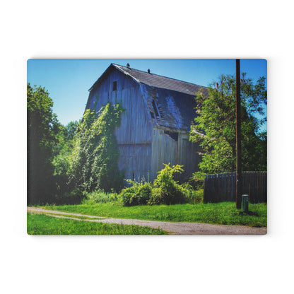 U R There Photography Dryden Road Grey Rustic Farmhouse Tempered-Glass Cutting Board
