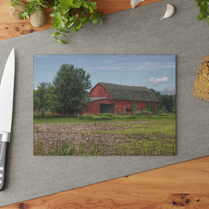 U R There Photography Murphy Lake Road Reds Rustic Farmhouse Tempered-Glass Cutting Board