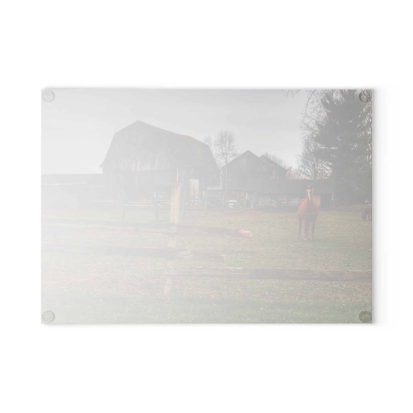 U R There Photography South Summers Road Old Grey and Caramel II Rustic Farmhouse Tempered-Glass Cutting Board