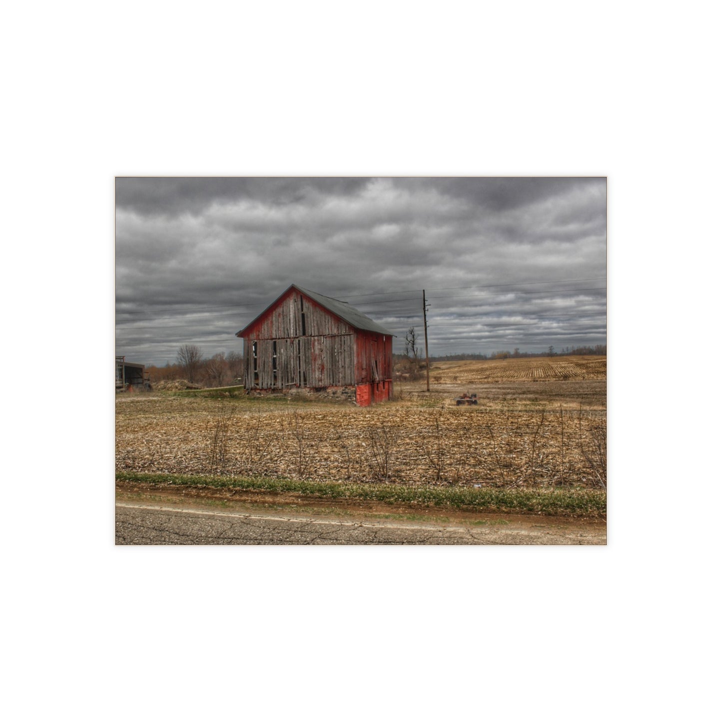 U R There Photography Barnes Road Little Red III Rustic Farmhouse Decorative Ceramic Tile