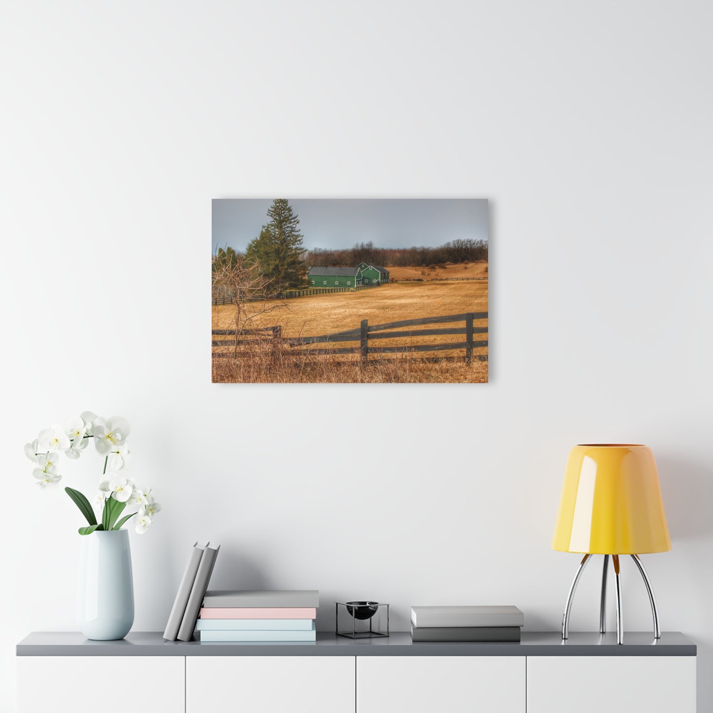 U R There Photography Green Barns and Broken Fences Rustic Farmhouse Acrylic Wall Print