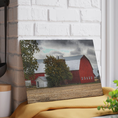 U R There Photography Wadsworth Road Red Rustic Farmhouse Tempered-Glass Cutting Board