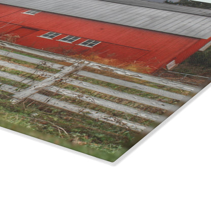 U R There Photography Corralled Red Rustic Farmhouse Tempered-Glass Cutting Board