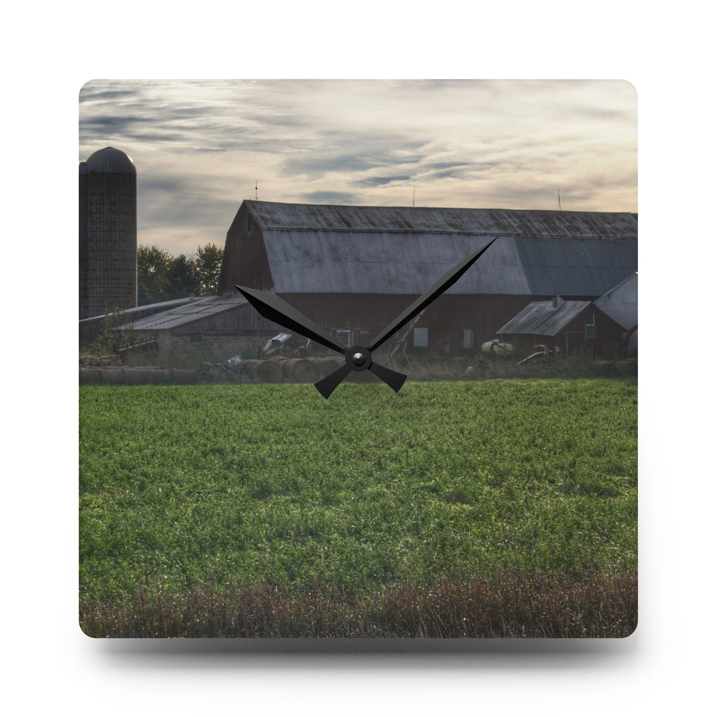 U R There Photography Shepard Road Farm II Rustic Farmhouse Acrylic Analog Wall Clock