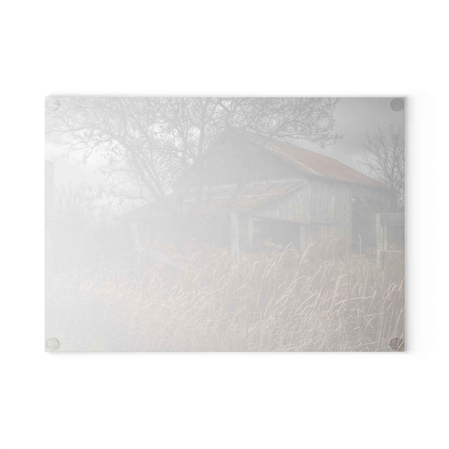 U R There Photography Grey Saltbox Rustic Farmhouse Tempered-Glass Cutting Board