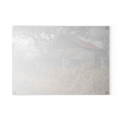 U R There Photography Grey Saltbox Rustic Farmhouse Tempered-Glass Cutting Board