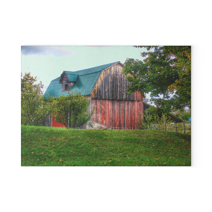 U R There Photography Frances Road Old Red I Rustic Farmhouse Tempered-Glass Cutting Board