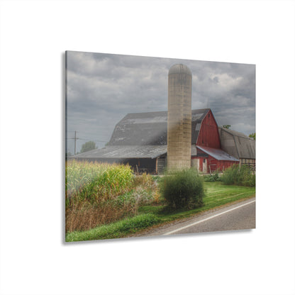 U R There Photography Lake Pleasant Road Little Red and Silo II Rustic Farmhouse Acrylic Wall Print