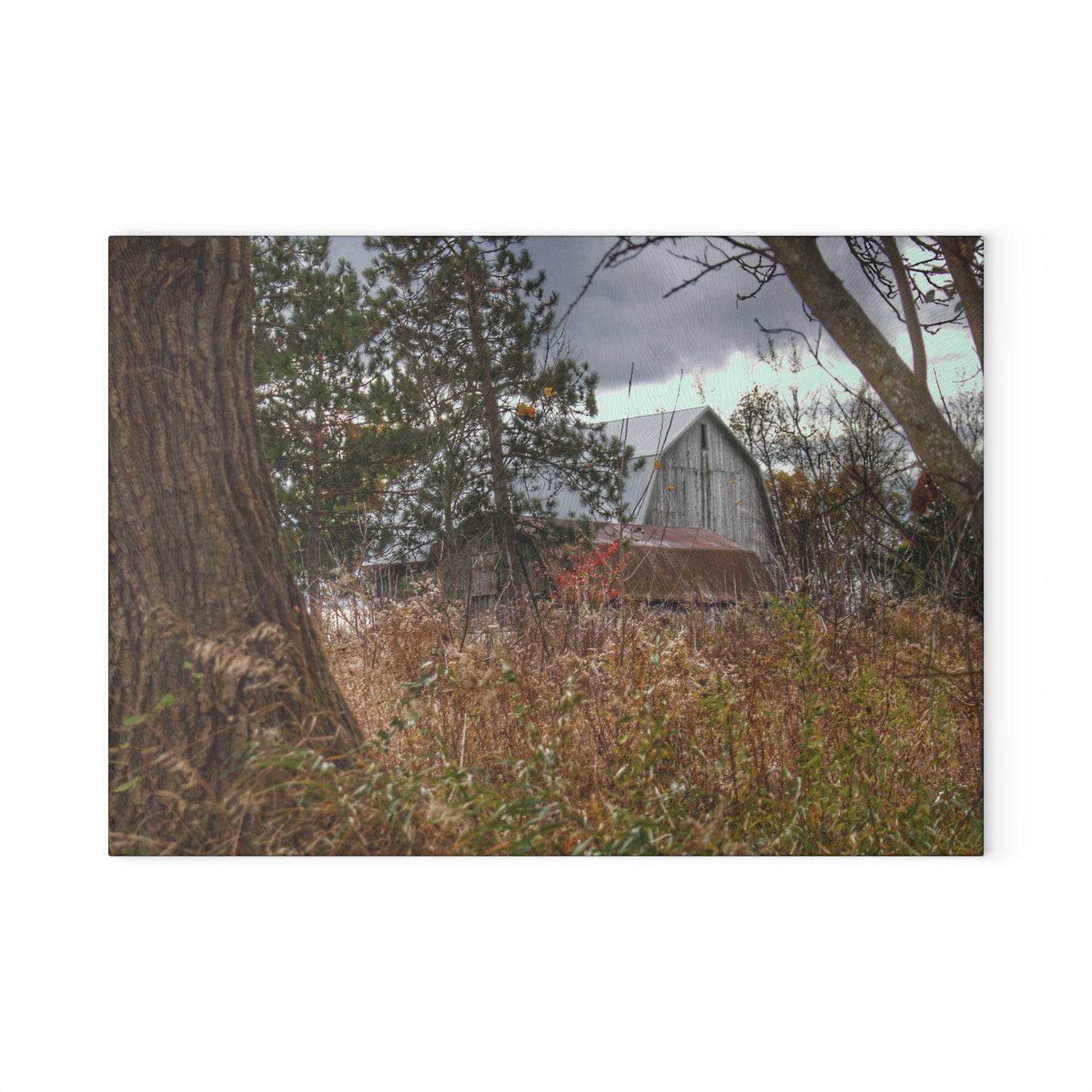 U R There Photography Booth Road Hidden Greys Rustic Farmhouse Tempered-Glass Cutting Board
