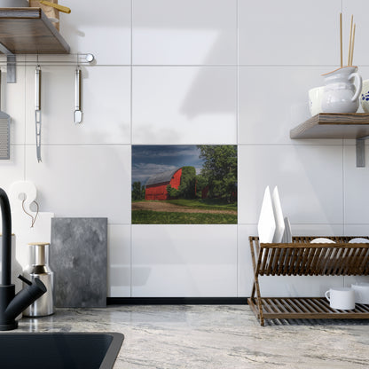 U R There Photography Catlin Road Red I Rustic Farmhouse Decorative Ceramic Tile