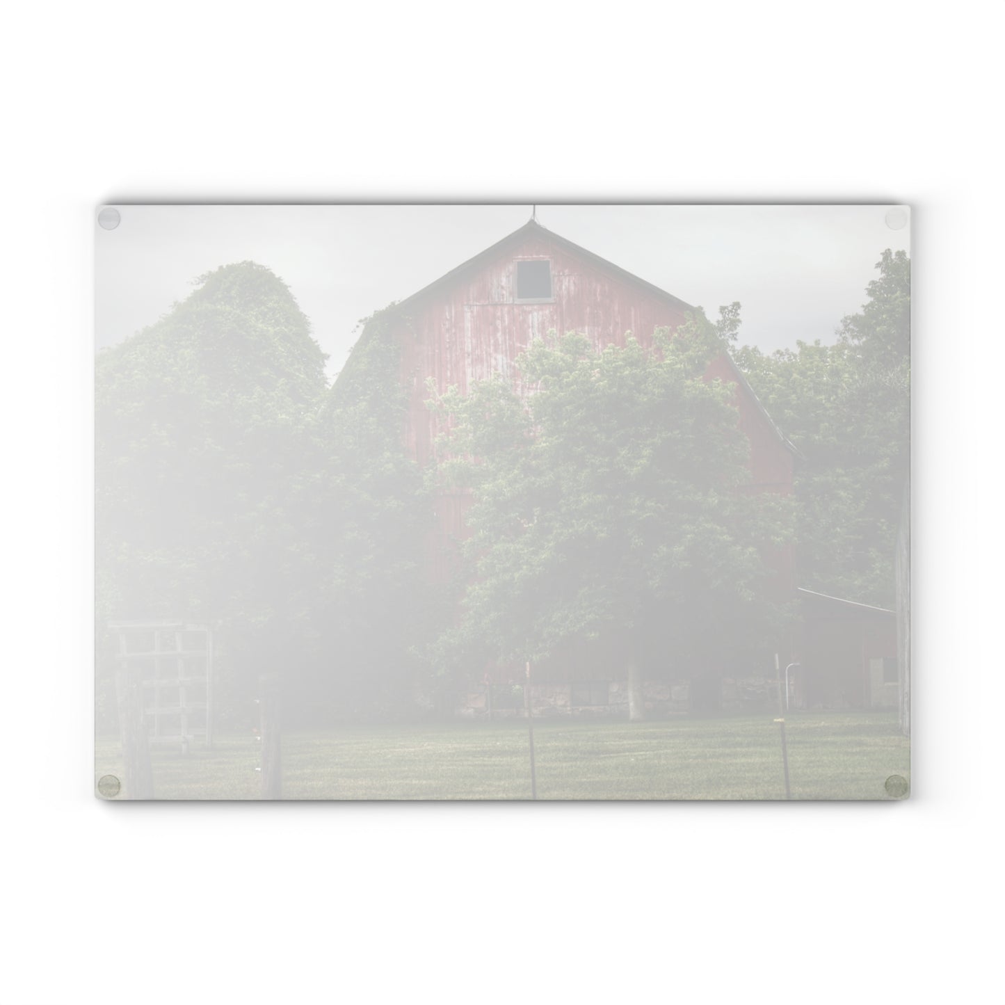 U R There Photography Otter Lake Road Hidden Red Rustic Farmhouse Tempered-Glass Cutting Board
