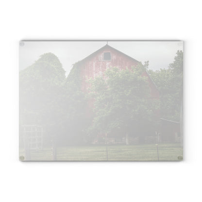 U R There Photography Otter Lake Road Hidden Red Rustic Farmhouse Tempered-Glass Cutting Board
