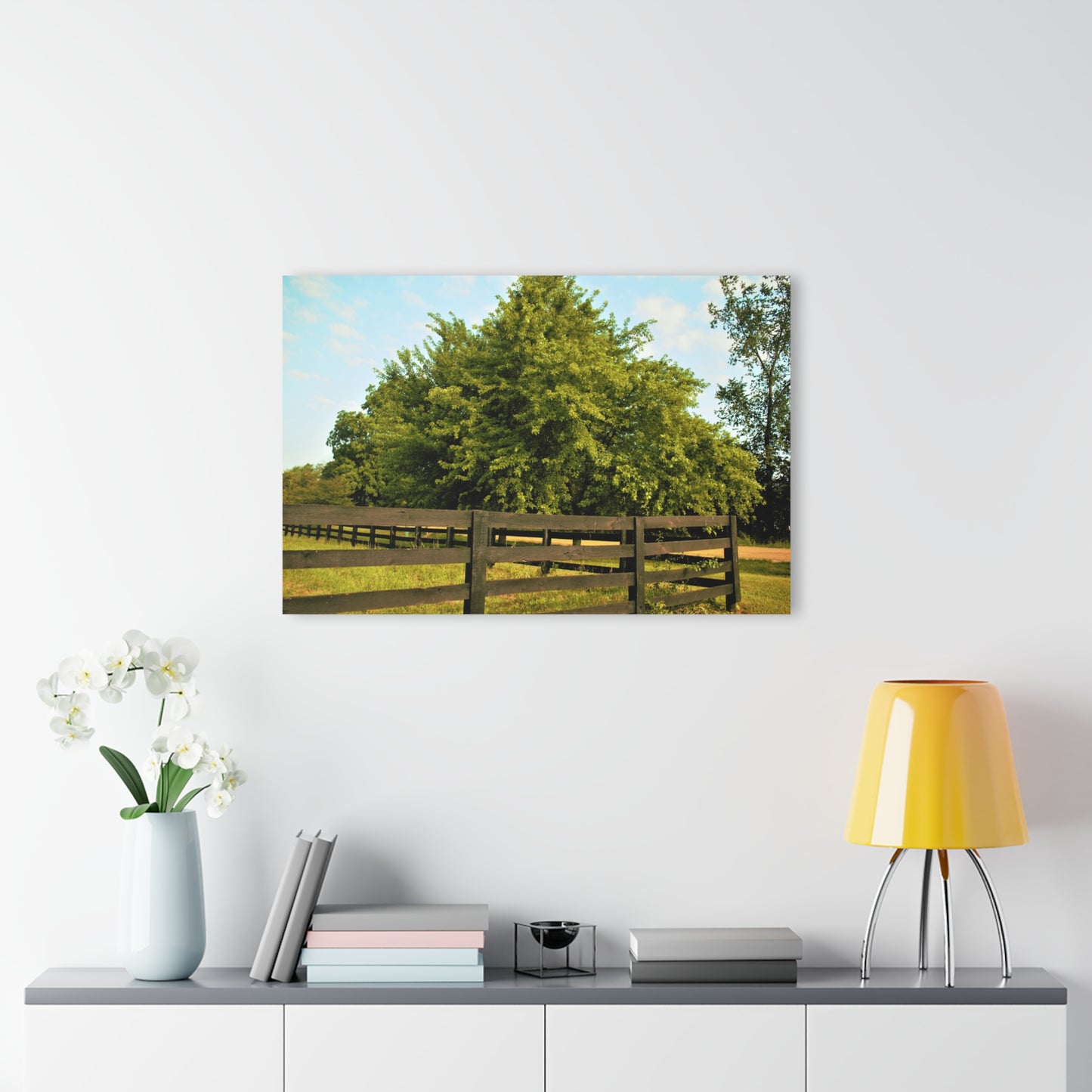 U R There Photography Country Fence and Tree in Metamora Rustic Farmhouse Acrylic Wall Print